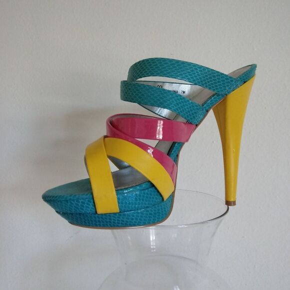 loey strapped Heeled Platform Multicolor S… - Picture 2 of 7